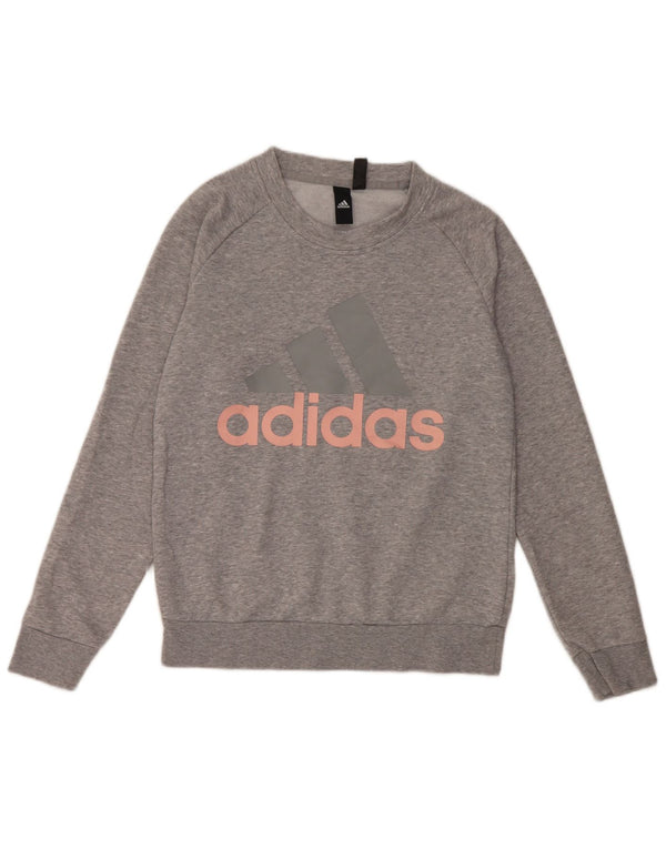 Adidas Sweat-shirt surdimensionné graphique pour femme UK 10 Petit coton gris