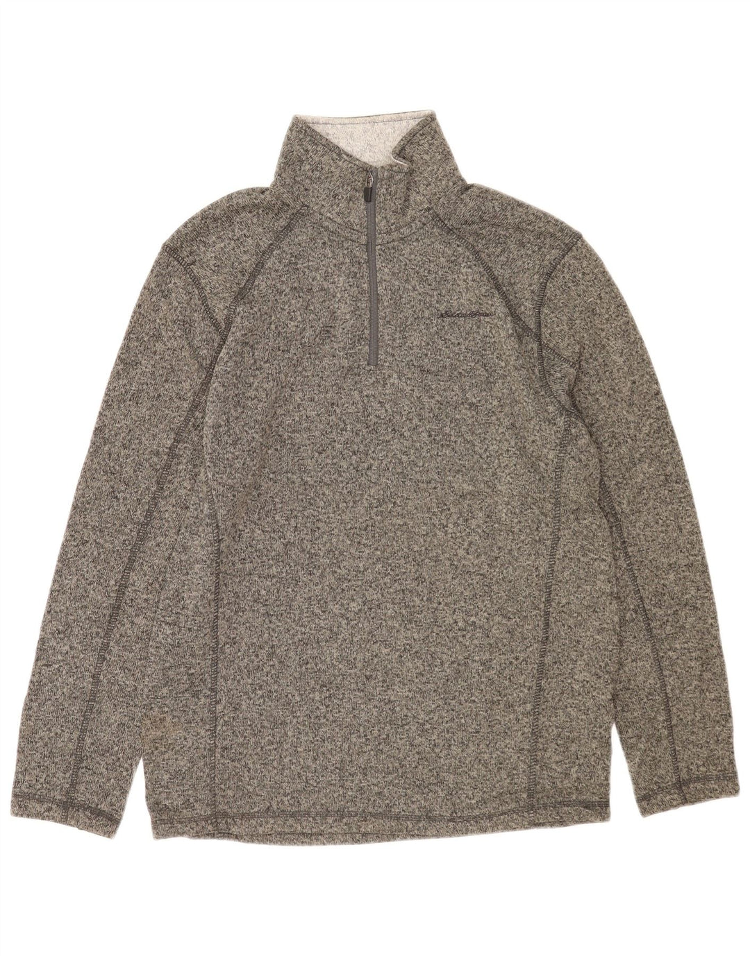 Eddie Bauer Sweat-shirt à col zippé pour homme Gris moyen moucheté en polyester