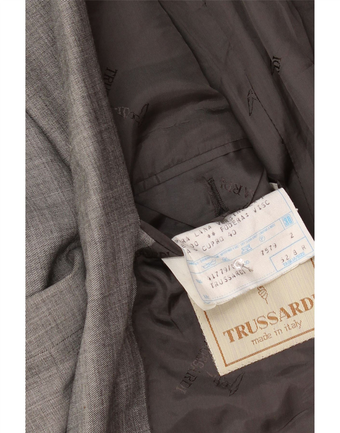TRUSSARDI Veste Blazer Croisée Homme IT 52 XL Gris Laine Vierge