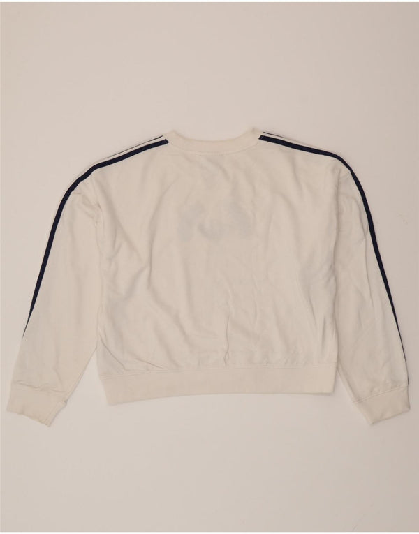 ADIDAS Sweat-shirt graphique surdimensionné pour femme UK 12 Blanc moyen