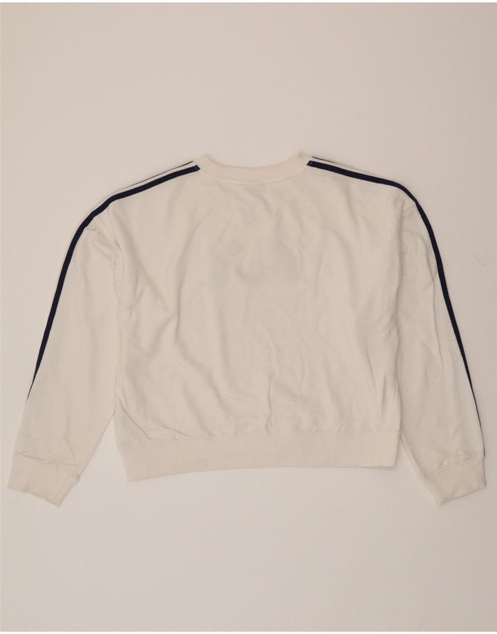 ADIDAS Sweat-shirt graphique surdimensionné pour femme UK 12 Blanc moyen