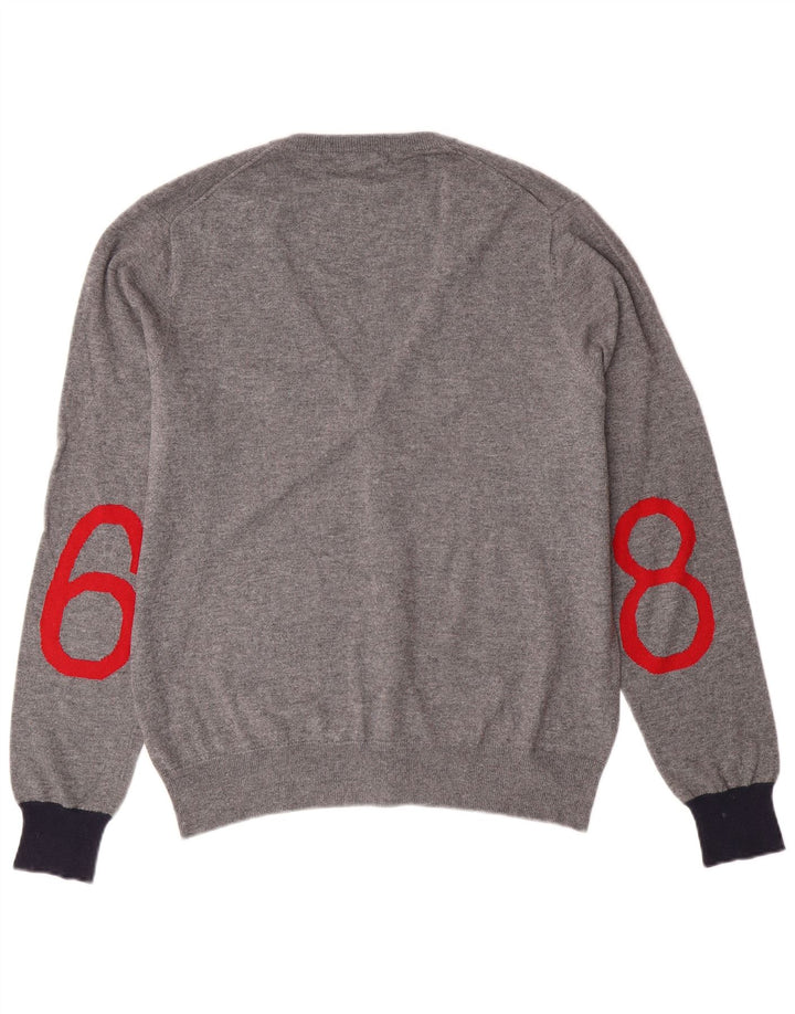 SUN68 Pull Cardigan Graphique Homme Petite Laine Grise
