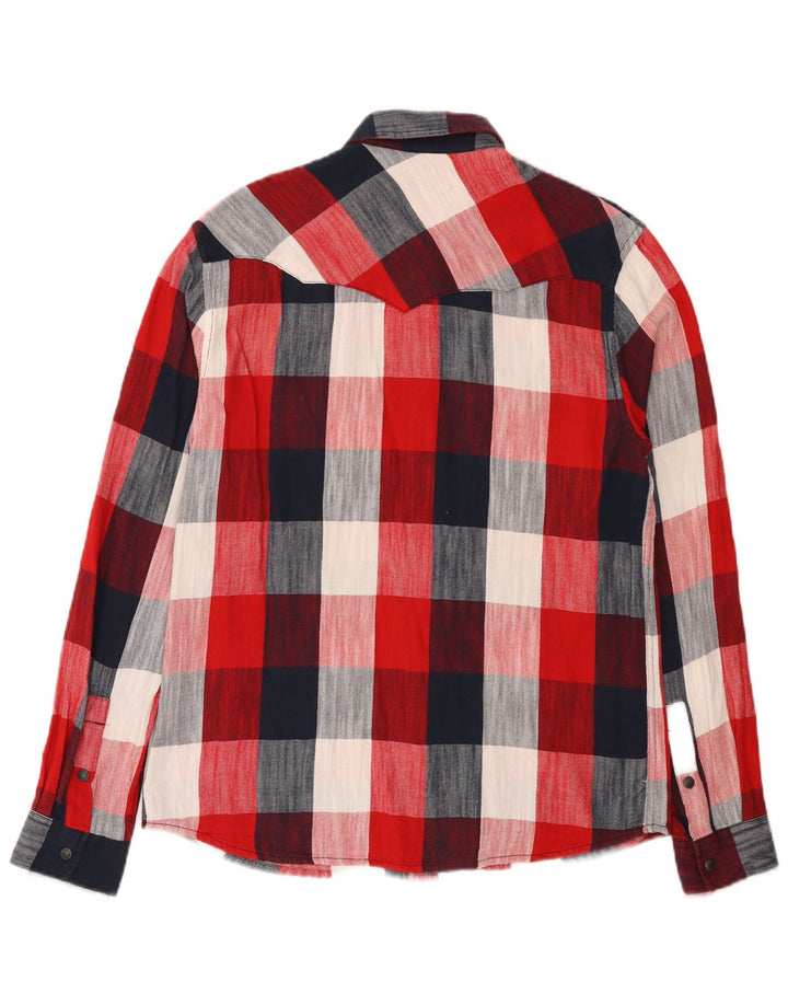 Wrangler Chemise en flanelle coupe régulière pour homme en coton à petits carreaux rouges