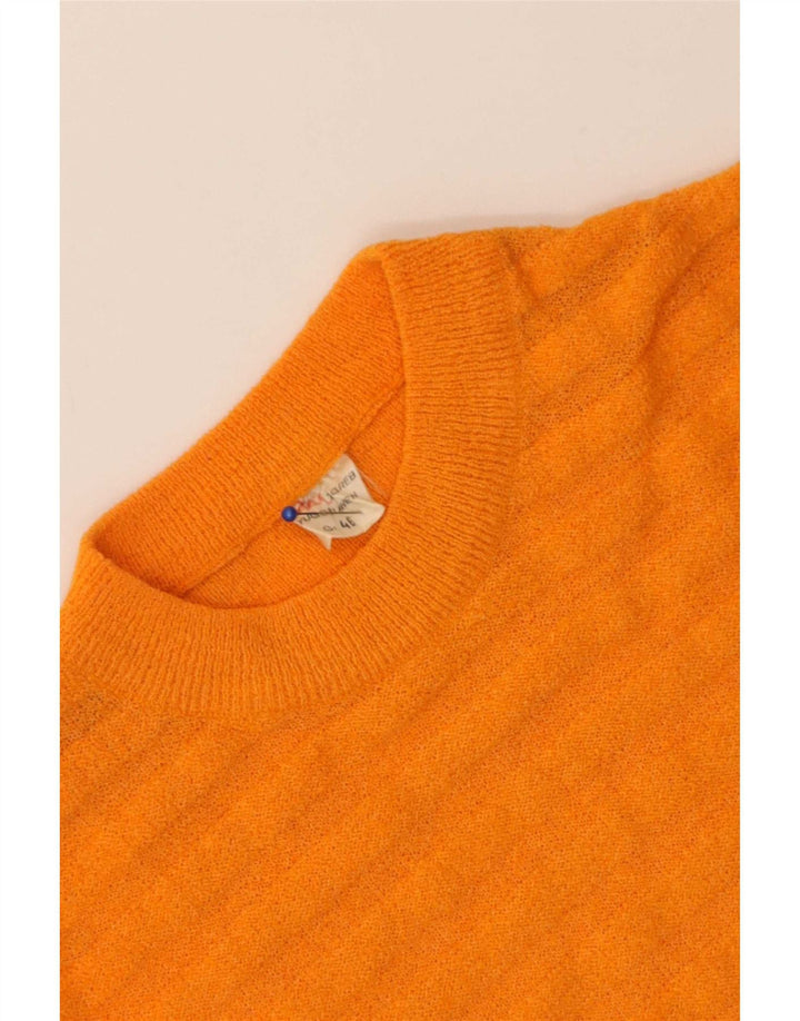 vintage Femme Crew Neck Jumper Pull IT 46 Grand Orange Rayé