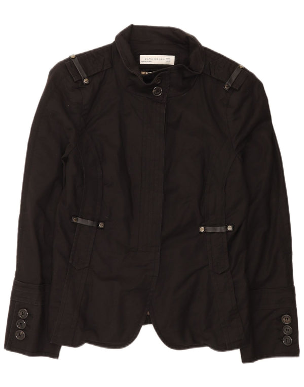 Zara Womens Military Blazer Jacket UK 18 XL Black Cotton