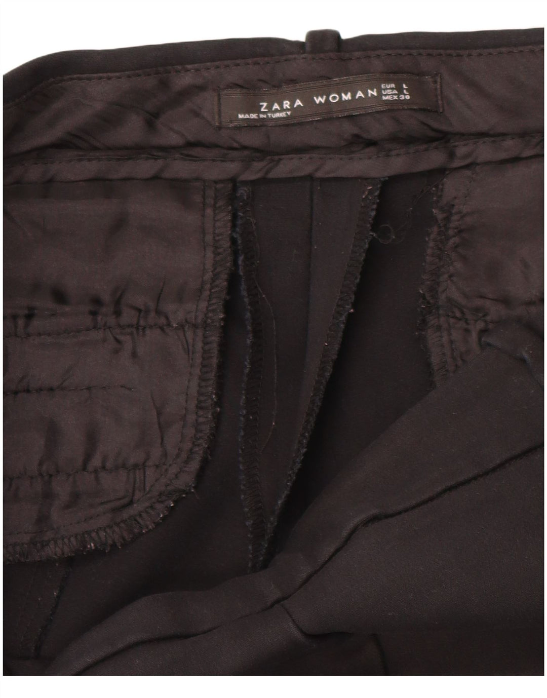 Zara Pantalon court slim pour femme Large W34 L24 Noir