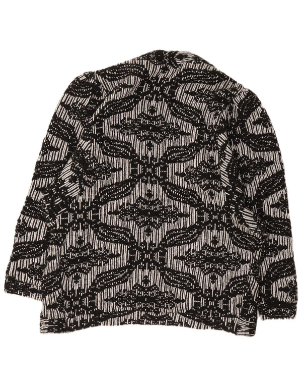 Il Birillo Pull Cardigan Ouvert pour Femme UK 16 Grand Acrylique Floral Noir