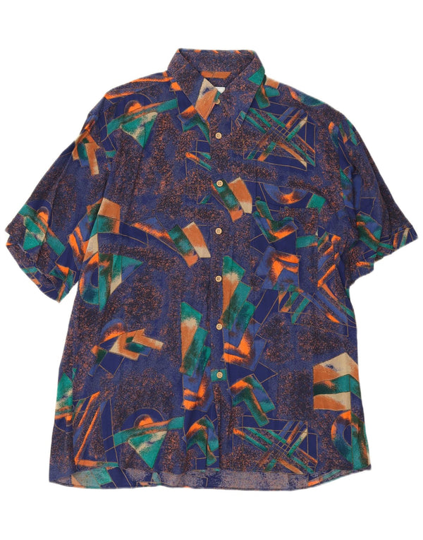 Cassera Mens Weekend Chemise à manches courtes Taille 40 Bleu Moyen Géométrique