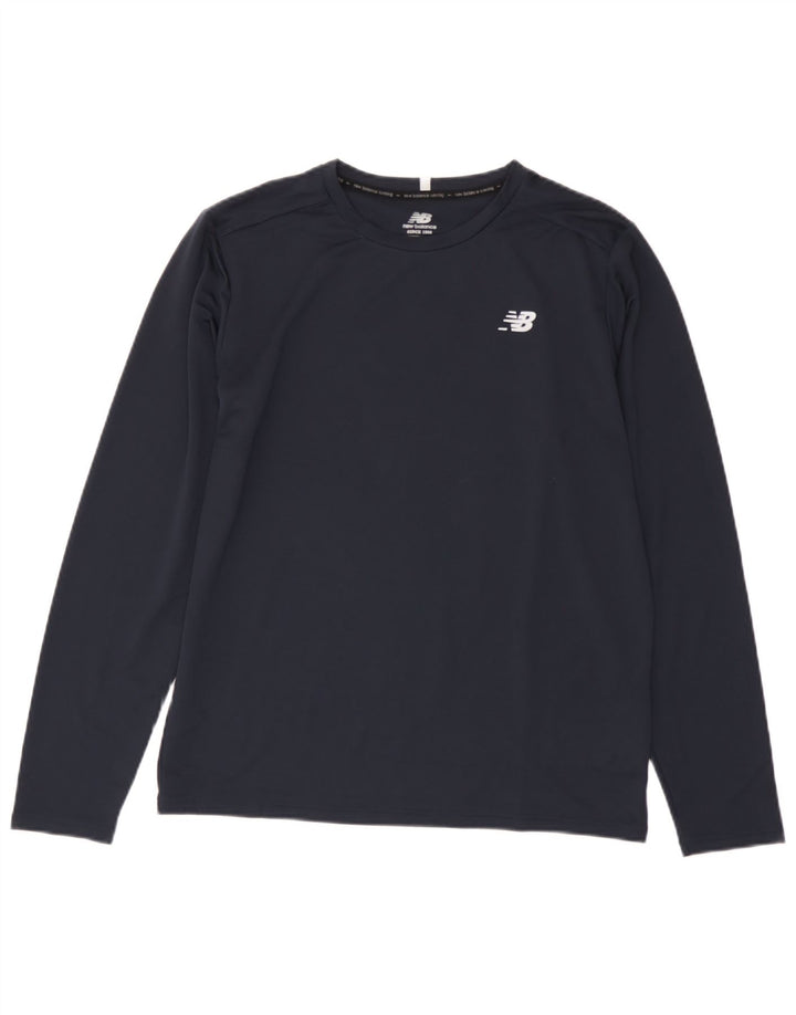 New Balance Haut Homme Manches Longues Bleu Marine Moyen Polyester