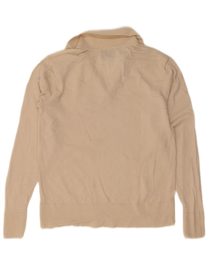Marks & Spencer Pull à col polo pour femme UK 12 Laine beige moyen