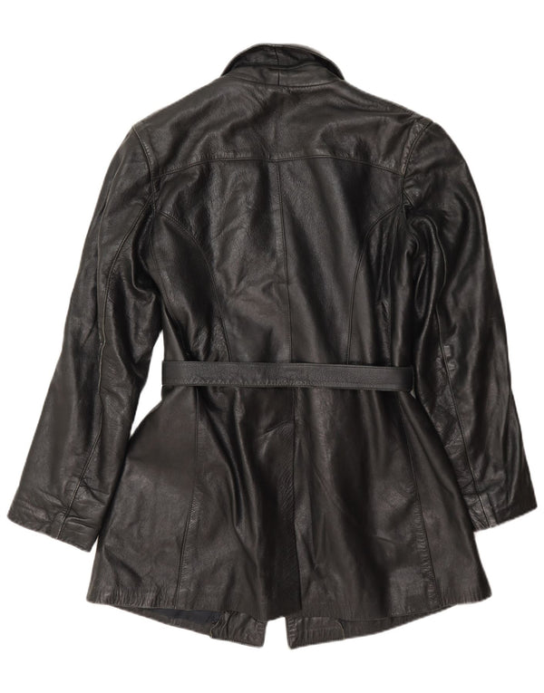 Veste en cuir femme vintage UK 12 Noir Moyen