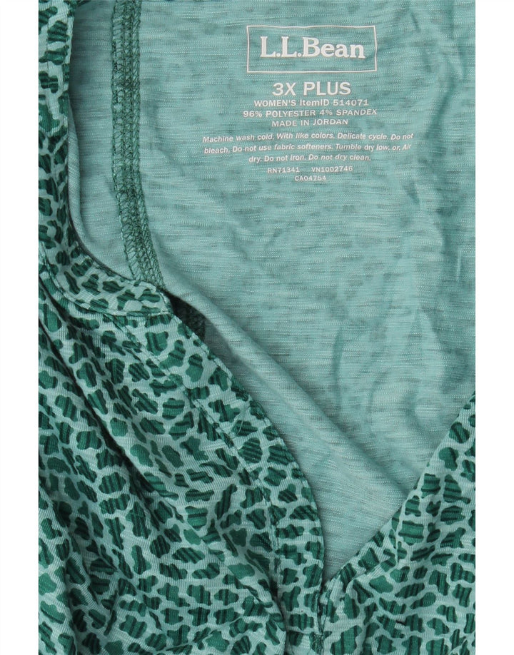 L.L.BEAN Chemisier à manches 3/4 pour femme UK 22 3XL Vert imprimé animal