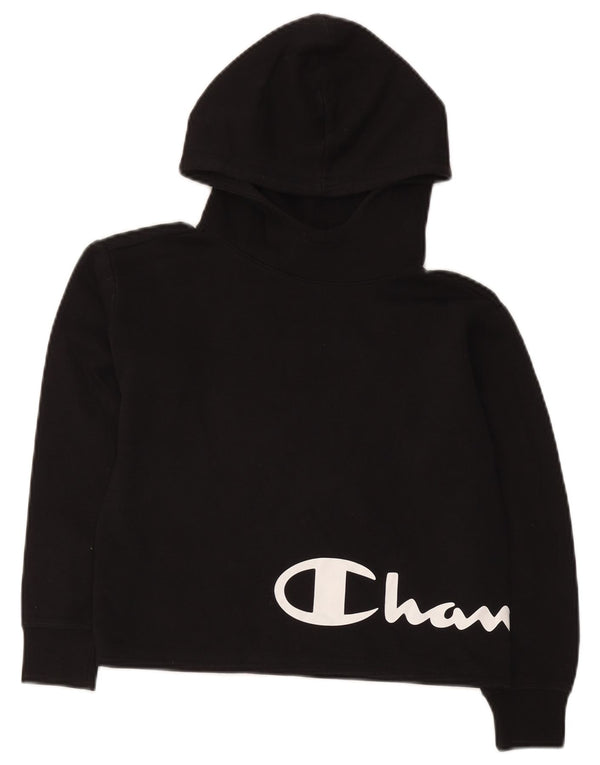Champion Pull à capuche court graphique pour garçon 9-10 ans en coton noir moyen