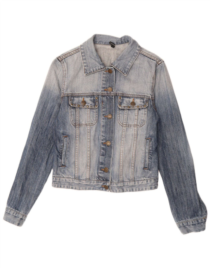 Naf Naf Veste en Jean Femme UK 12 Coton Floral Bleu Moyen