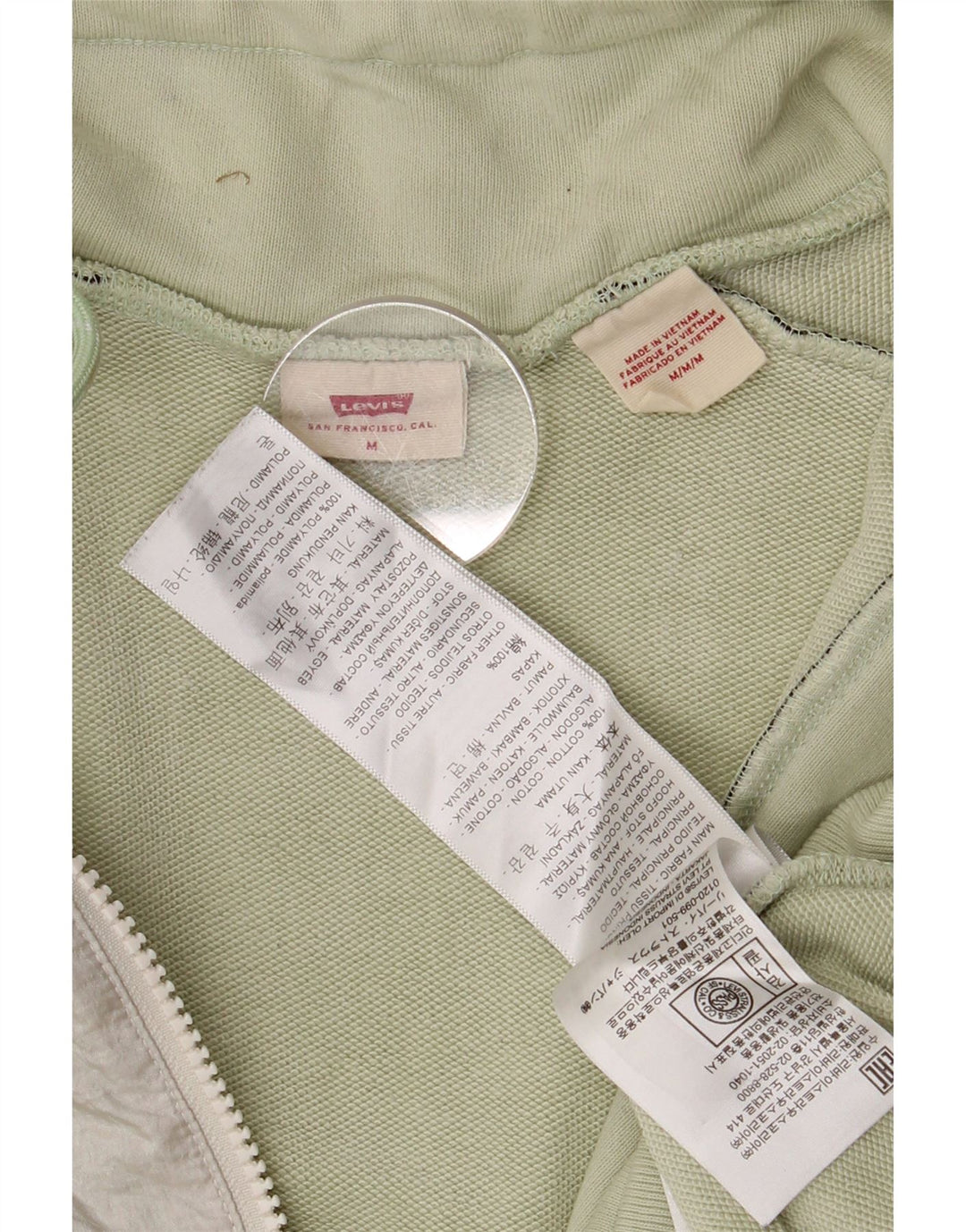 Levi's Sweat-Shirt Zip Neck Femme UK 44 Vert Moyen Colorblock