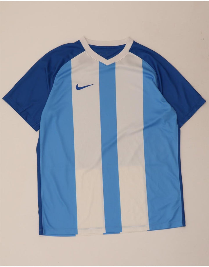 Nike Hommes Dri Fit T-Shirt Haut XL Bleu Rayé Polyester
