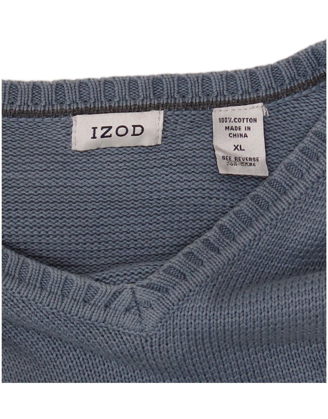 IZOD Pull col V Homme XL Bleu Coton