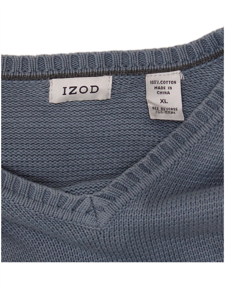 IZOD Pull col V Homme XL Bleu Coton