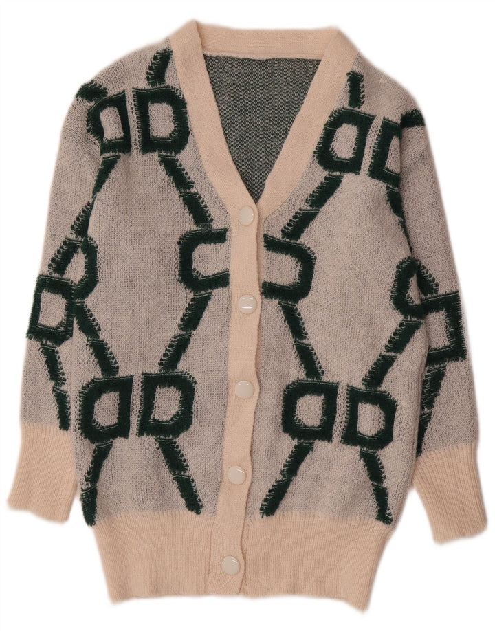 Shein Cardigan surdimensionné pour femme UK 10 Petit motif géométrique blanc cassé