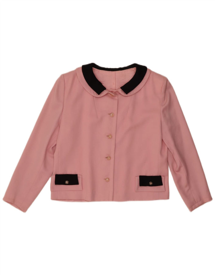 Veste Boléro Femme Vintage UK 12 Colorblock Rose Moyen