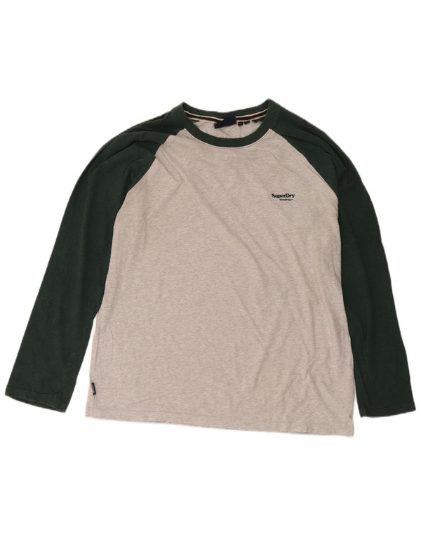 Superdry Mens Top Long Sleeve 2XL Grey Colourblock Cotton