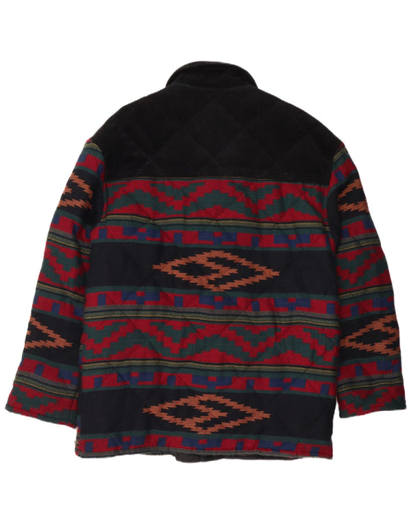 VINTAGE Veste matelassée homme UK 40 Grand géométrique multicolore