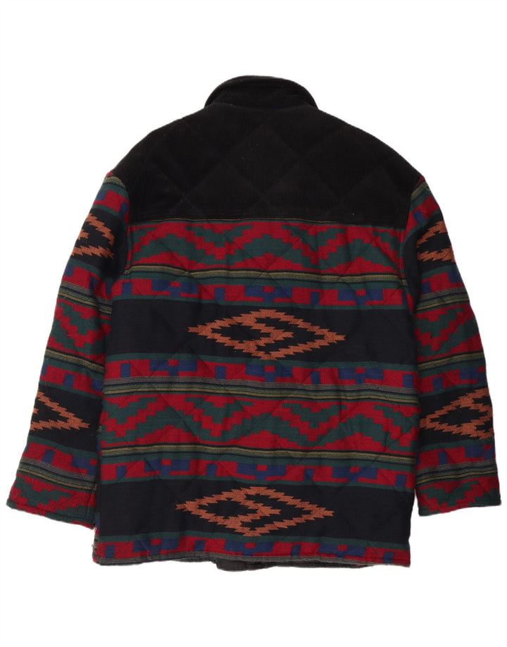 VINTAGE Veste matelassée homme UK 40 Grand géométrique multicolore