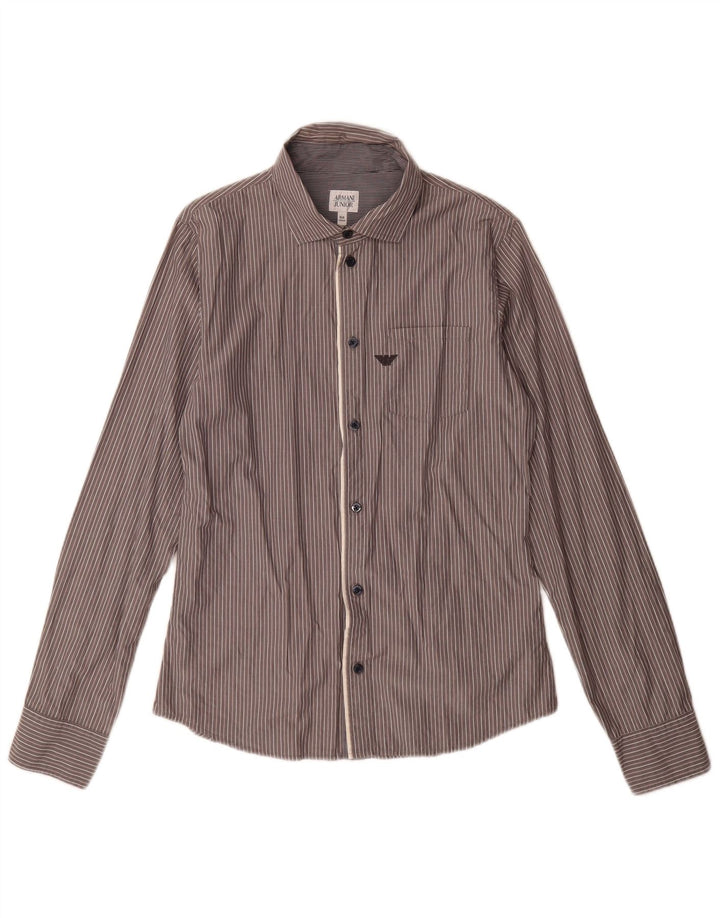 Armani Junior Chemise Garçon 15-16 ans Gris Coton Rayé