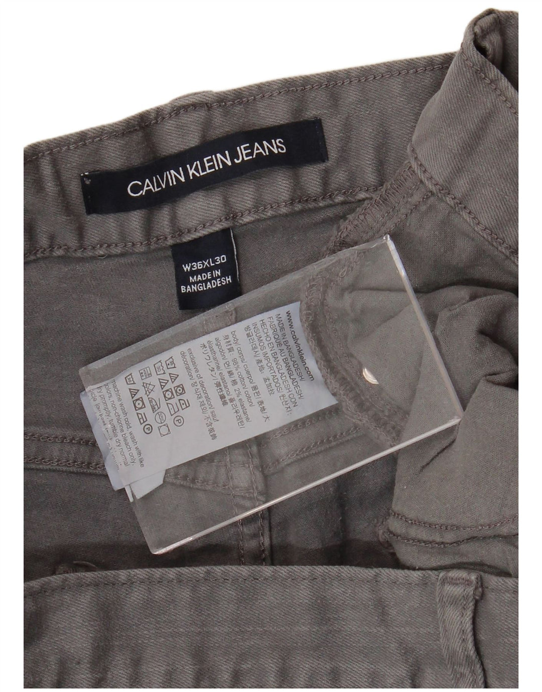 CALVIN KLEIN Jean droit homme W36 L30 gris coton