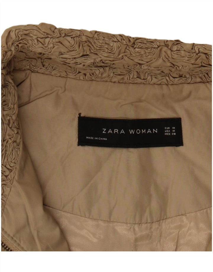 Zara Veste Bomber Femme UK 14 Beige Moyen
