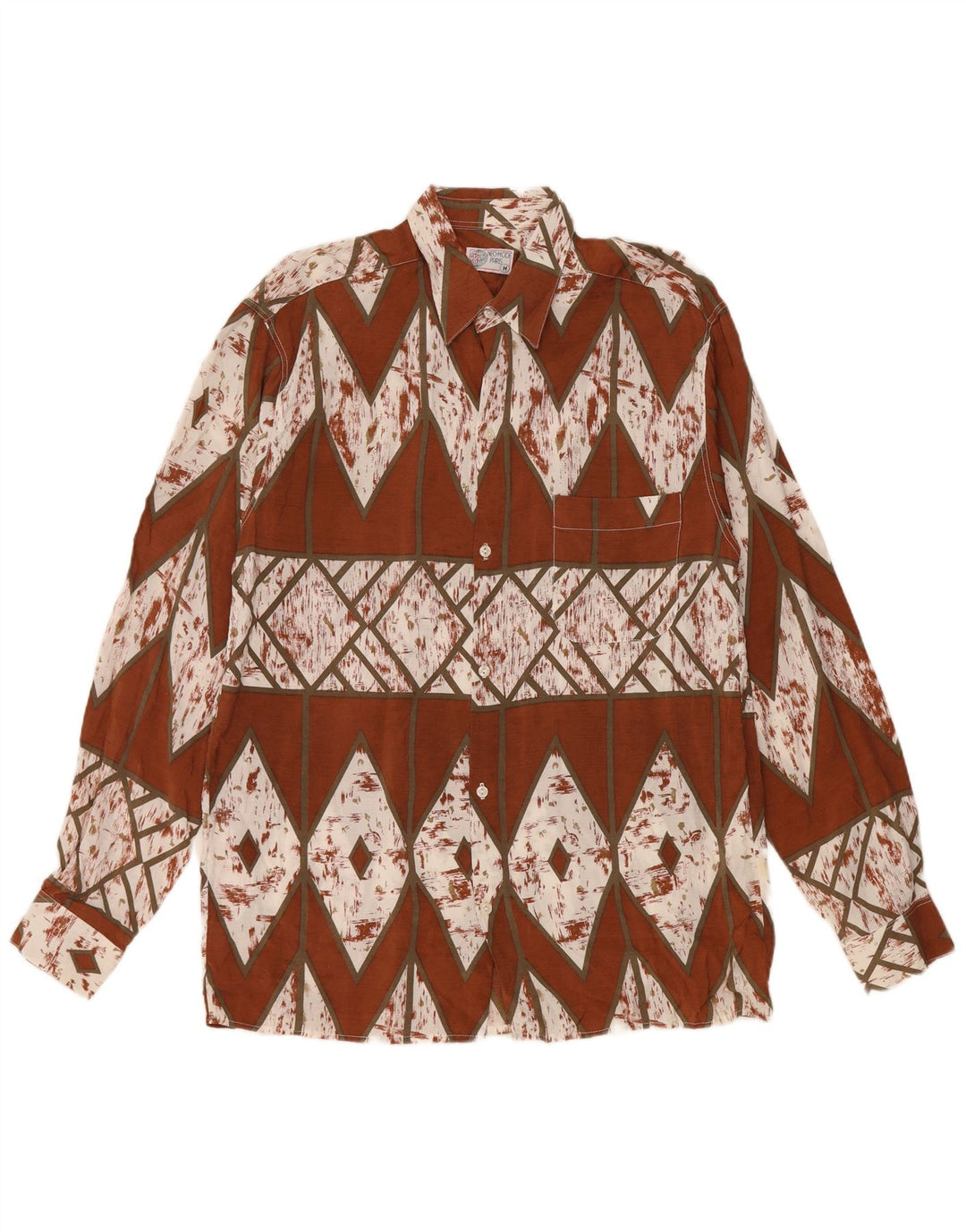 Chemise homme vintage moyen marron géométrique
