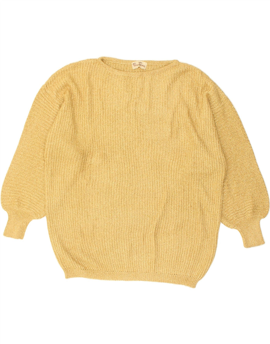 VINTAGE Womens Boat Neck Jumper Sweater IT 48 XL Yellow Acrylic | Vintage Vintage | Thrift | Second-Hand Vintage | Used Clothing | Messina Hembry 