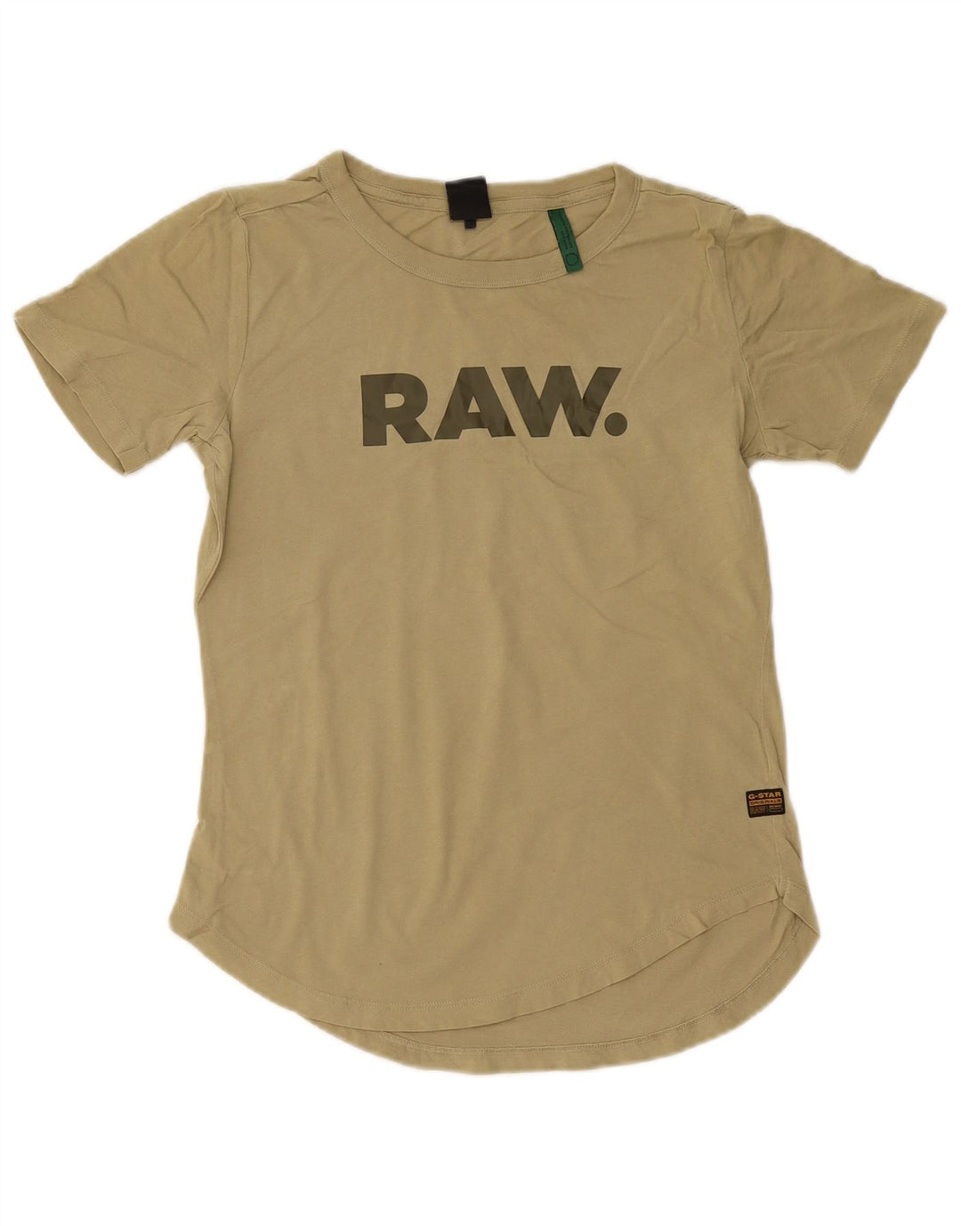 G-STAR T-shirt graphique pour femme UK 12 en coton kaki moyen