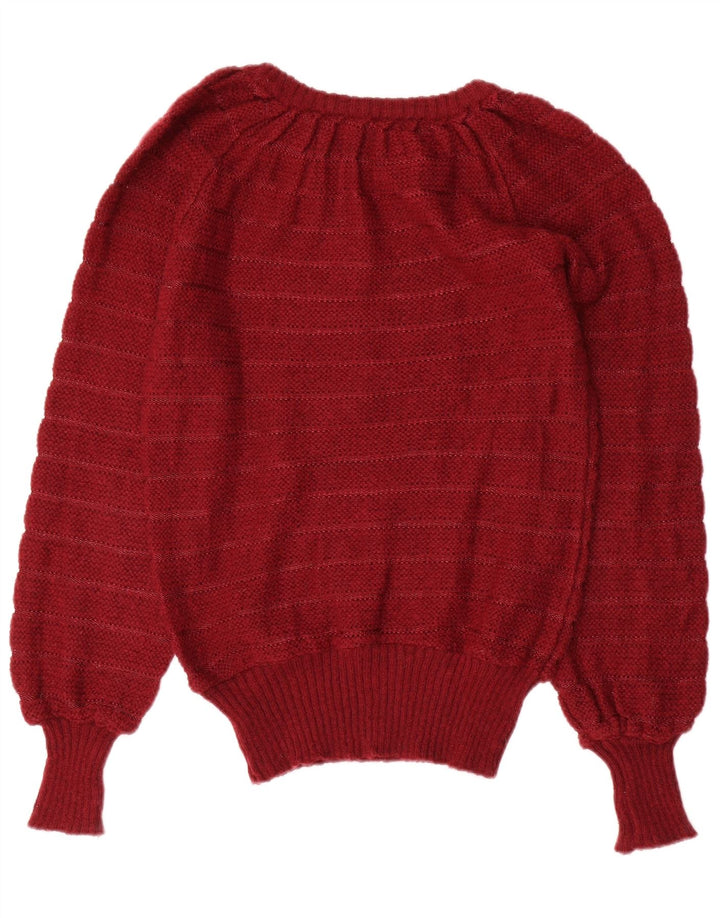 VINTAGE Pull col bateau femme UK 12 Marron moyen