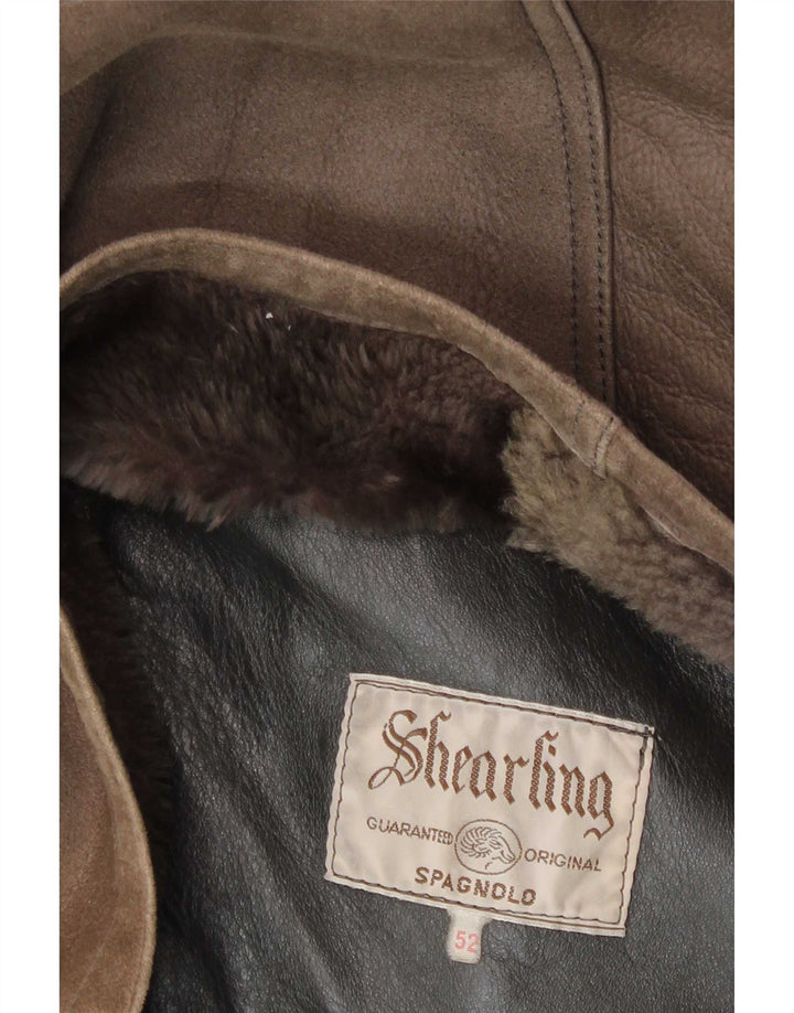 veste en peau de mouton vintage pour hommes IT 52 XL Marron