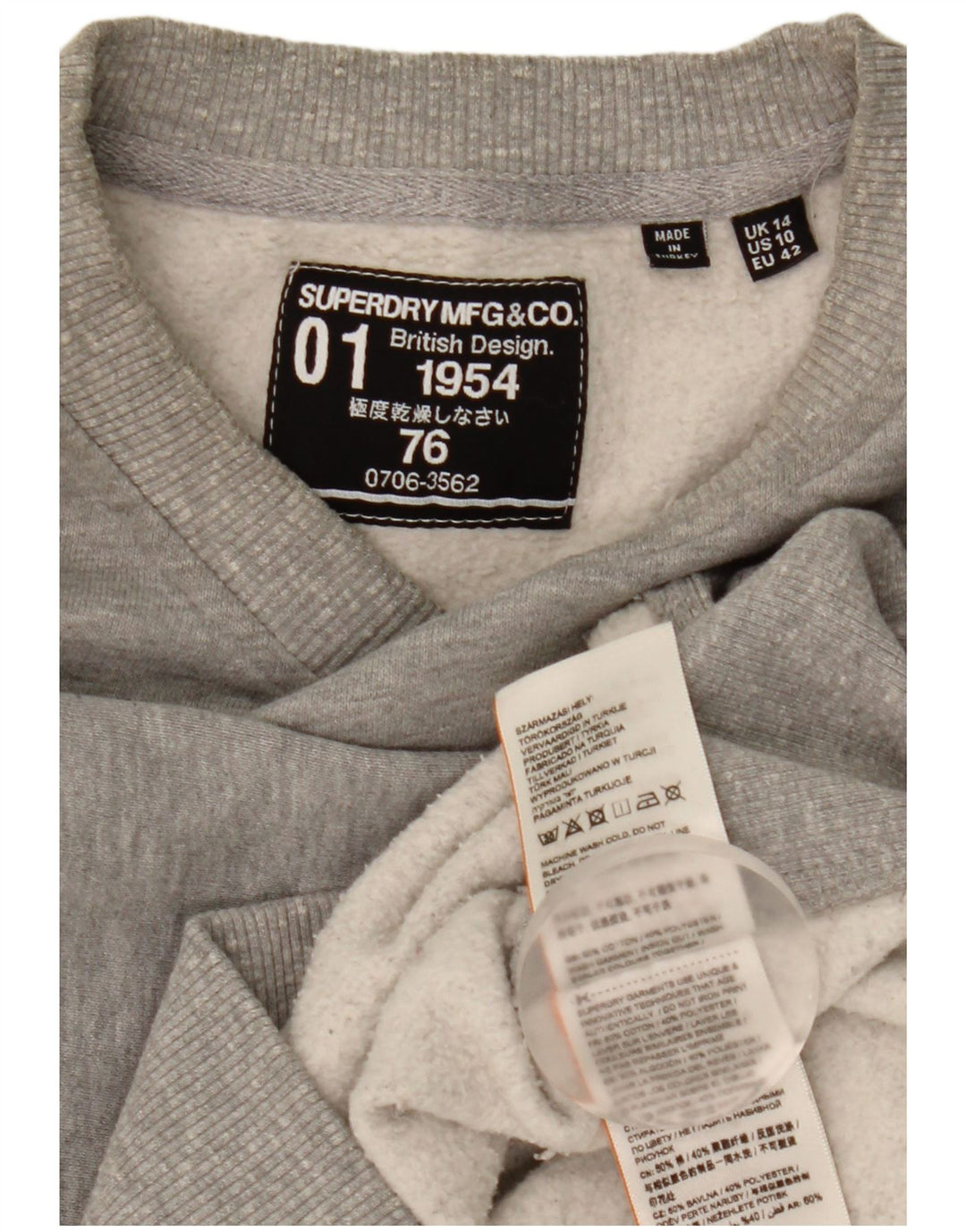 Superdry Sweat-shirt surdimensionné graphique pour femme UK 14 Large Gris Coton