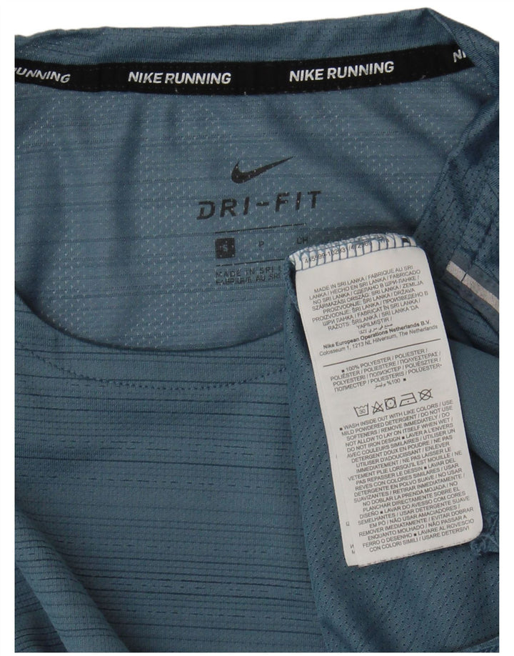 Nike Hommes Dri Fit T-Shirt Haut Petit Bleu Rayé Polyester