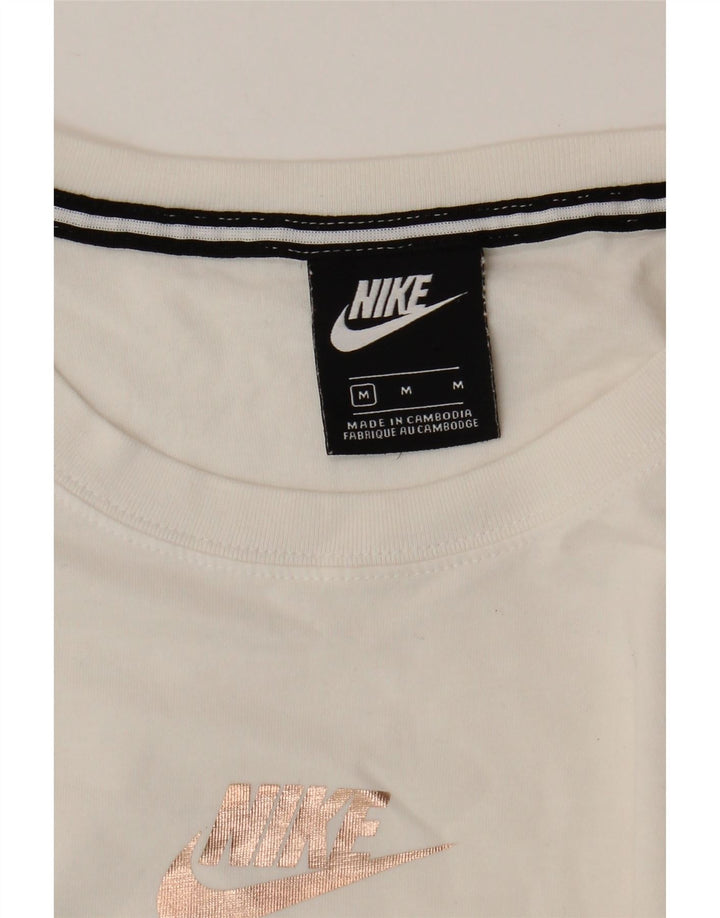 Nike T-shirt court graphique pour femme UK 14 Blanc moyen