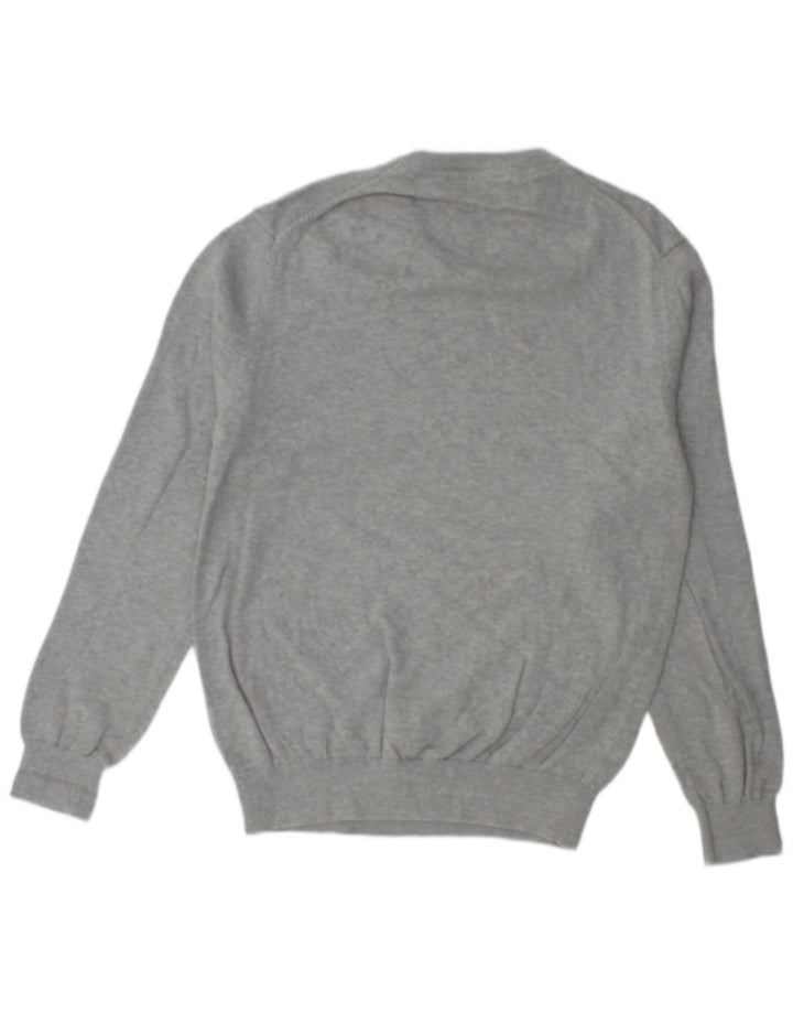 CREW CLOTHING Pull Col V Homme Gris Moyen Moucheté Coton