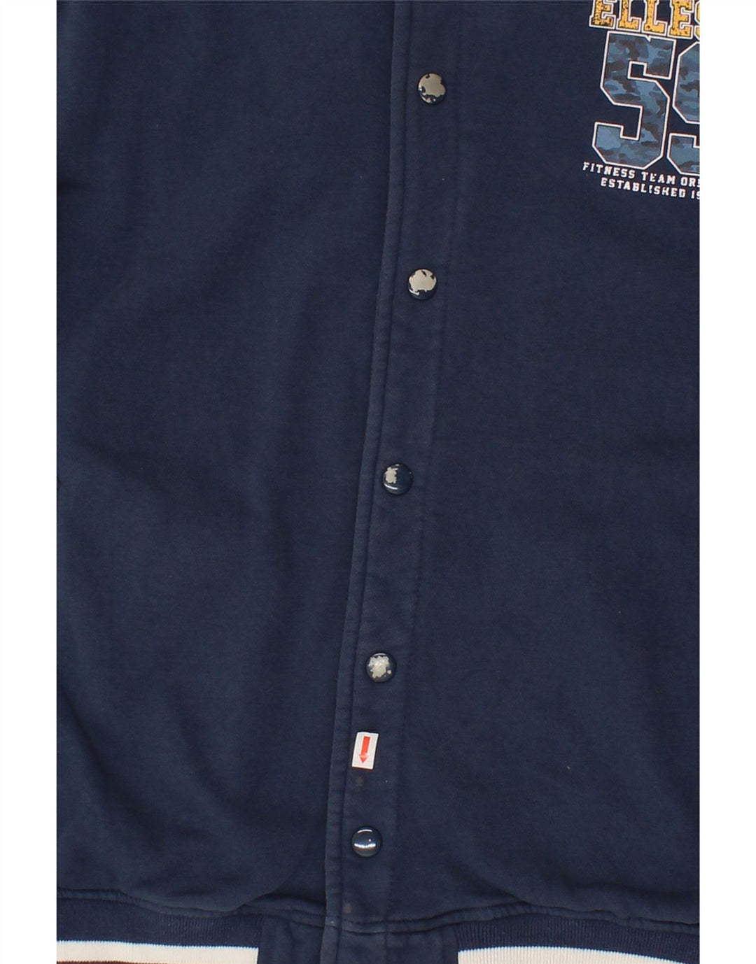 ELLESSE Boys Graphic Varsity Jacket 13-14 Years XL Navy Blue Colourblock Vintage Ellesse and Second-Hand Ellesse from Messina Hembry 