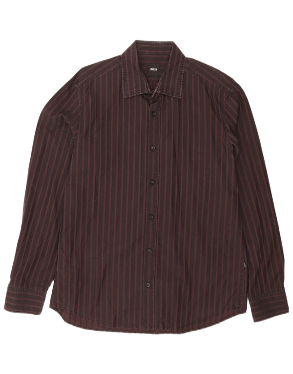 Hugo Boss Chemise Regular Fit Large en coton rayé bordeaux
