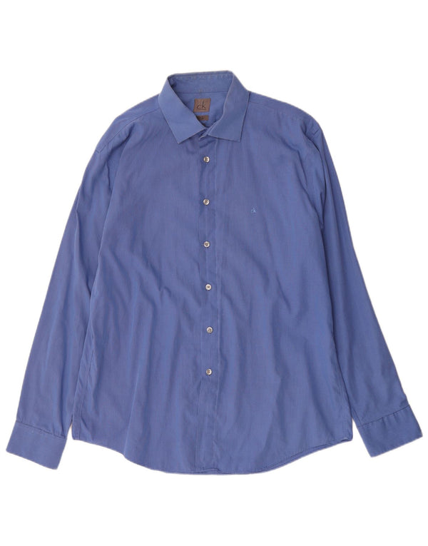 Calvin Klein Chemise slim fit pour homme Taille 43 17 XL Bleu à carreaux