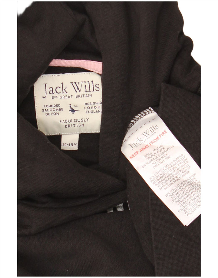 JACK WILLS Pull à capuche surdimensionné court graphique pour fille 14-15 ans Noir