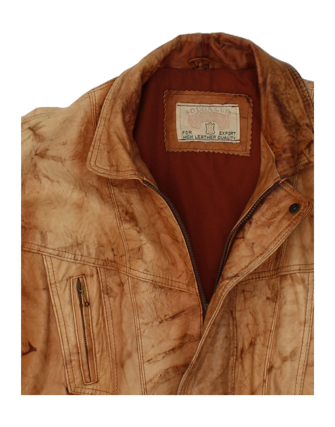 VINTAGE Veste en cuir homme UK 40 Grand cuir marron rétro