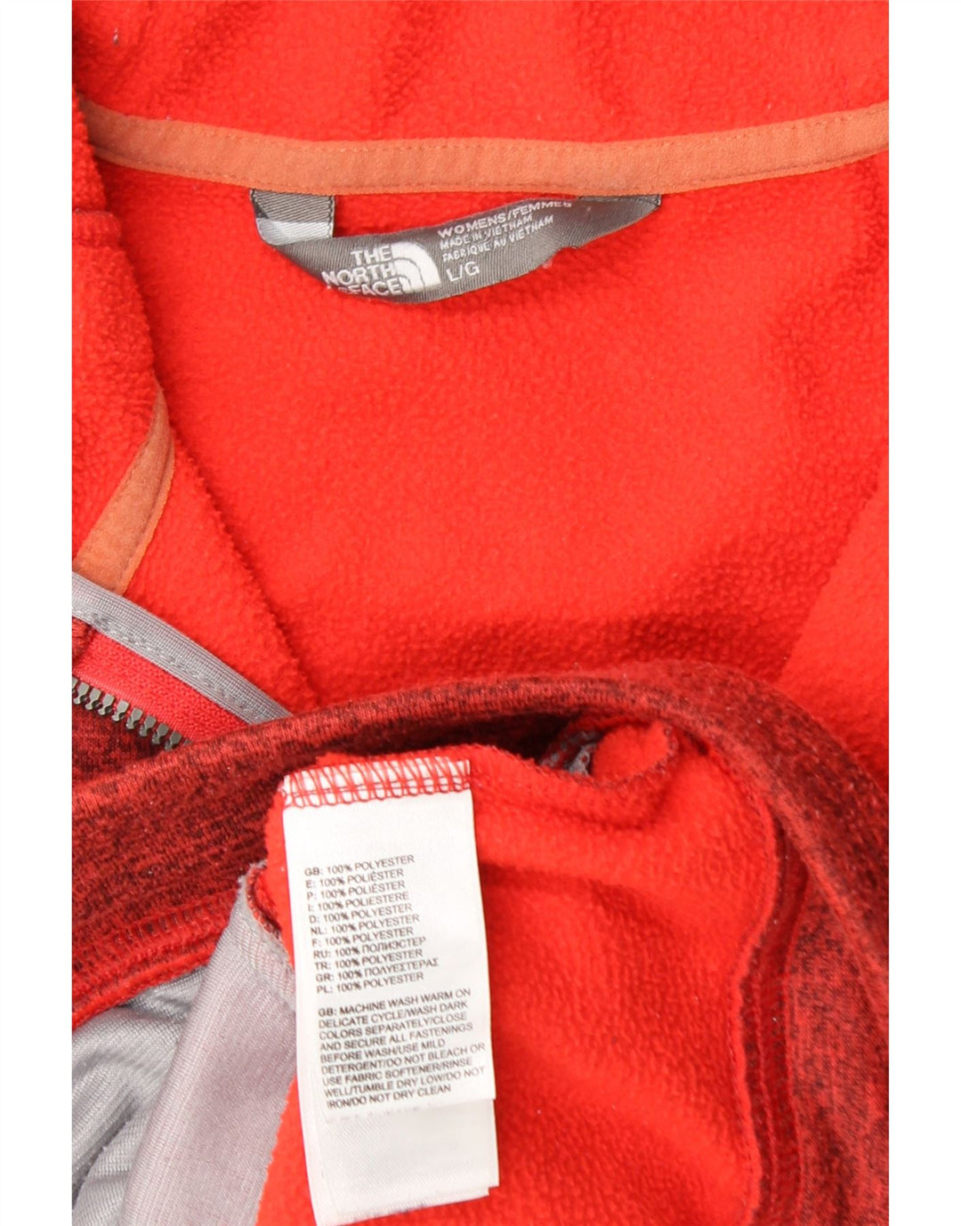 THE NORTH FACE Pull à capuche zippé pour femme UK 16 Large Rouge Polyester