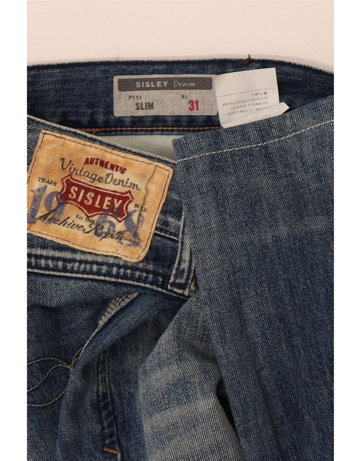 Sisley Jean Slim effet vieilli W31 L33 bleu coton