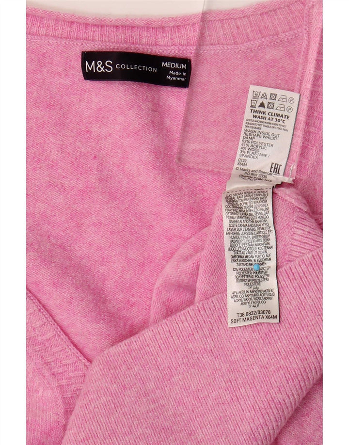Marks & Spencer Pull surdimensionné à col en V pour femme UK 14 Rose moyen