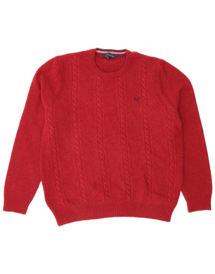 Crew Clothing Pull à col pour homme en laine d'agneau rouge Taille L