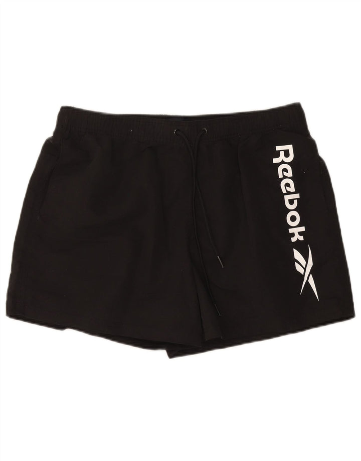 Reebok Short de Sport Graphique Homme Large Noir Polyester