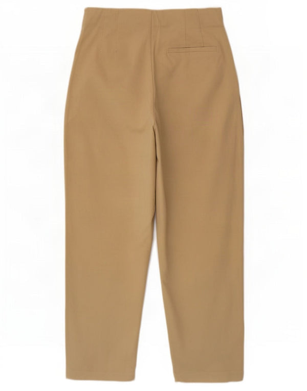 Zara Pantalon court taille haute pour femme Medium W28 L24 Coton beige